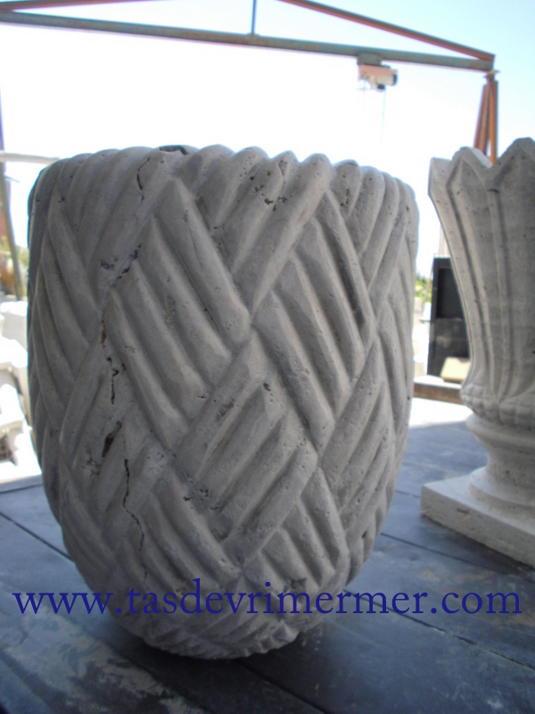 Traverten Saksı Halatlı